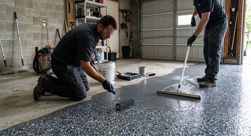 Speckled Garage Floor Painting in Fairfax, VA
