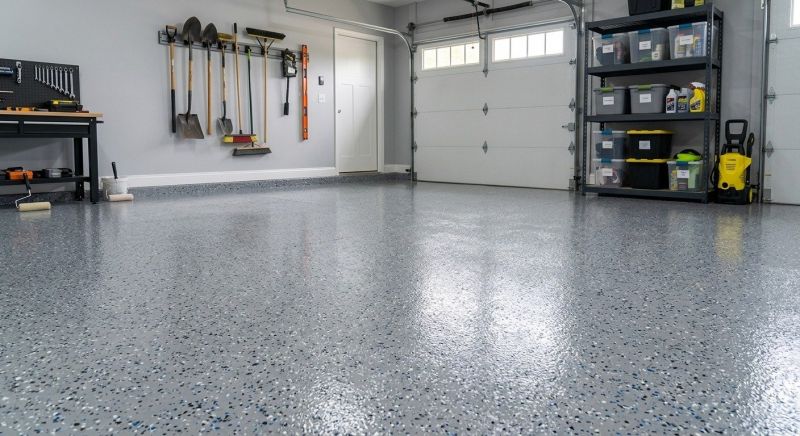 Speckled Garage Floor Painting in Fairfax, VA