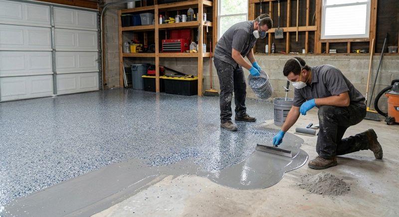 Speckled Garage Floor Painting in Annapolis, MD
